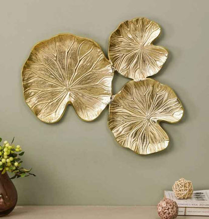 Golden Lotus Leaf Wall Art