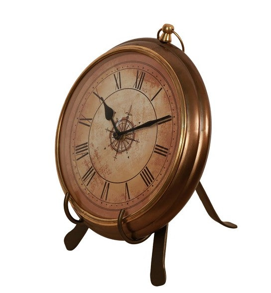 Brass Antique Tripod Table Clock