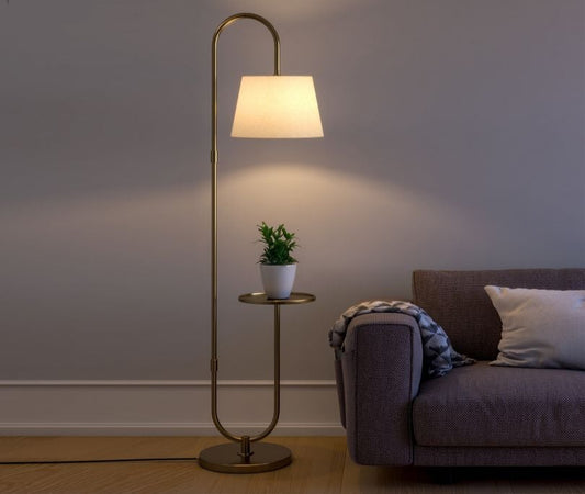 Modern Floor Standing Lamp With Table Shelf