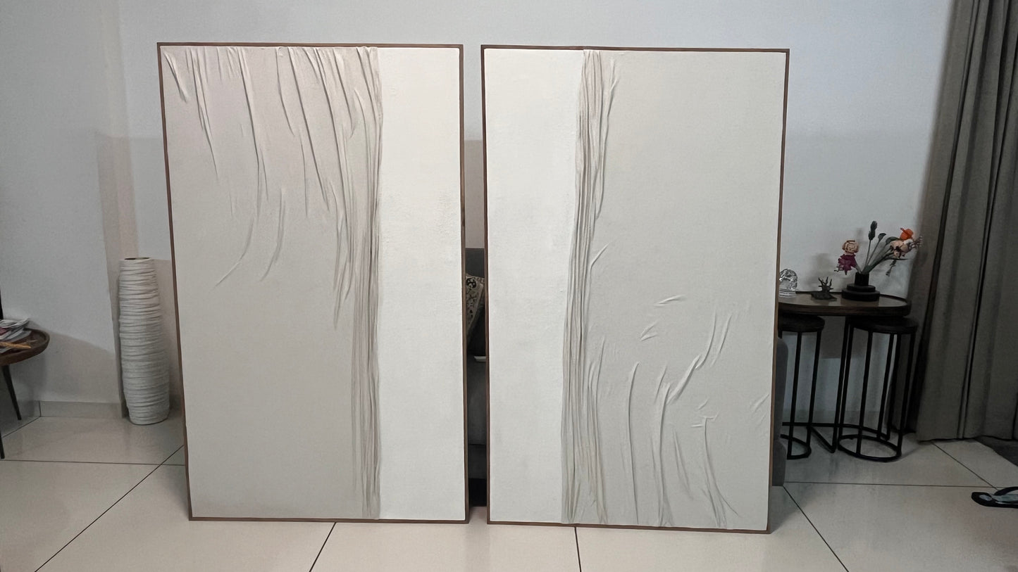 "Flow of Silence" – Set of 2 Texture Fabric Art Panels