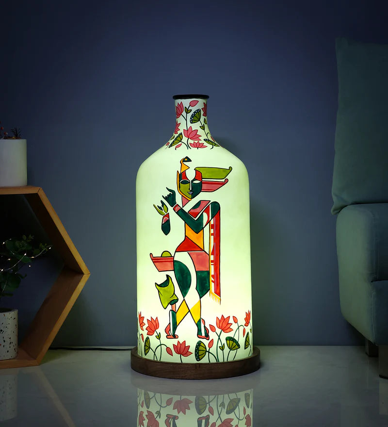 Auspicious Krishna Hand Painted Table Lamp