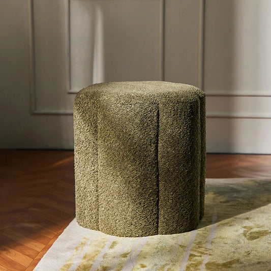 Crown Luxury Wooden Pouf - Cotton