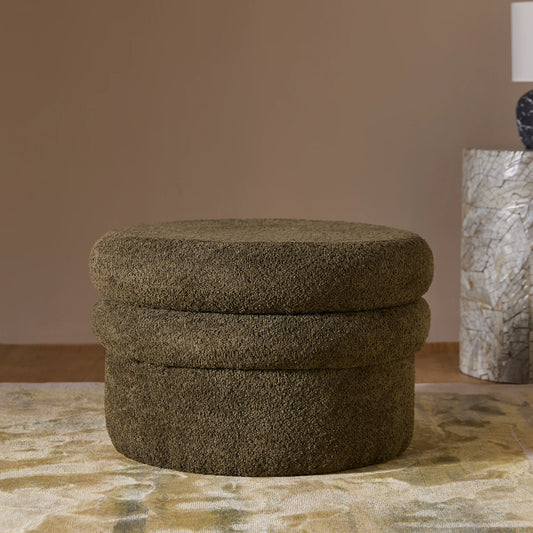 Mist Plywood Pouf- Cotton