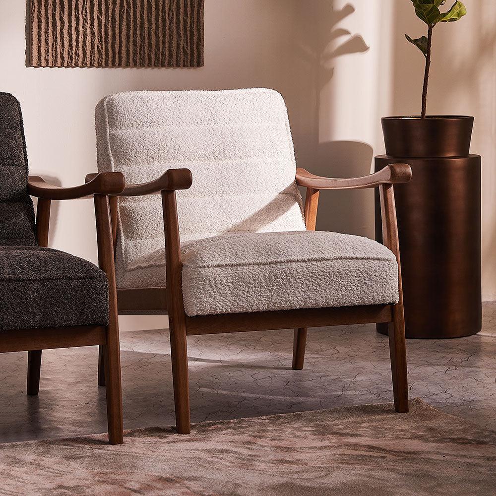 Tulsa Petal Rubberwood Armchair- Cotton