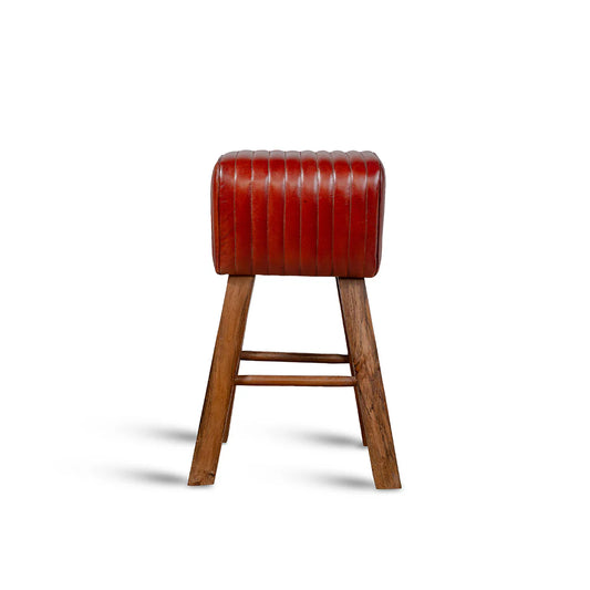 Purpo Leather Bar Stool with Wooden Legs