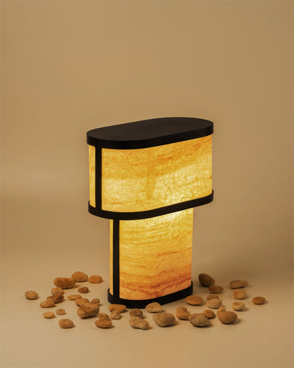 Niko Table Lamp - Teak Wood Sandstone