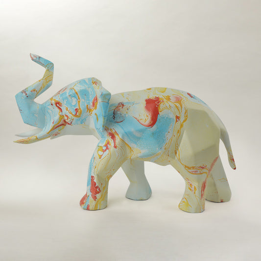 Hand-Painted Elephant - Ocean Hues