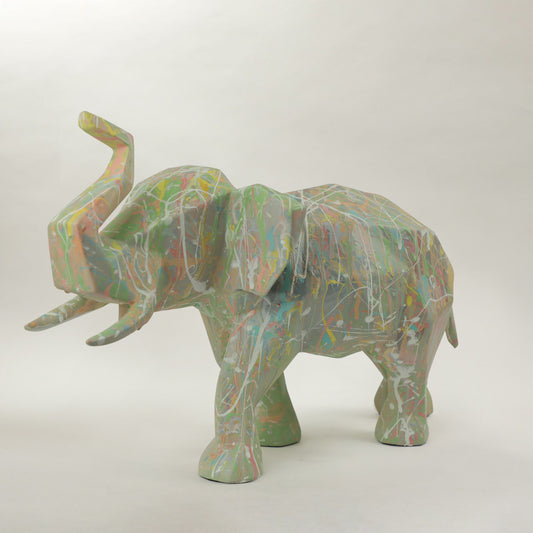 Hand-Painted Elephant - Pastel Rainbow