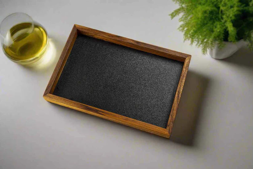 Premium Teak & Leather Tray (Medium)
