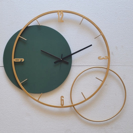 Double Slat Green Wall Clock