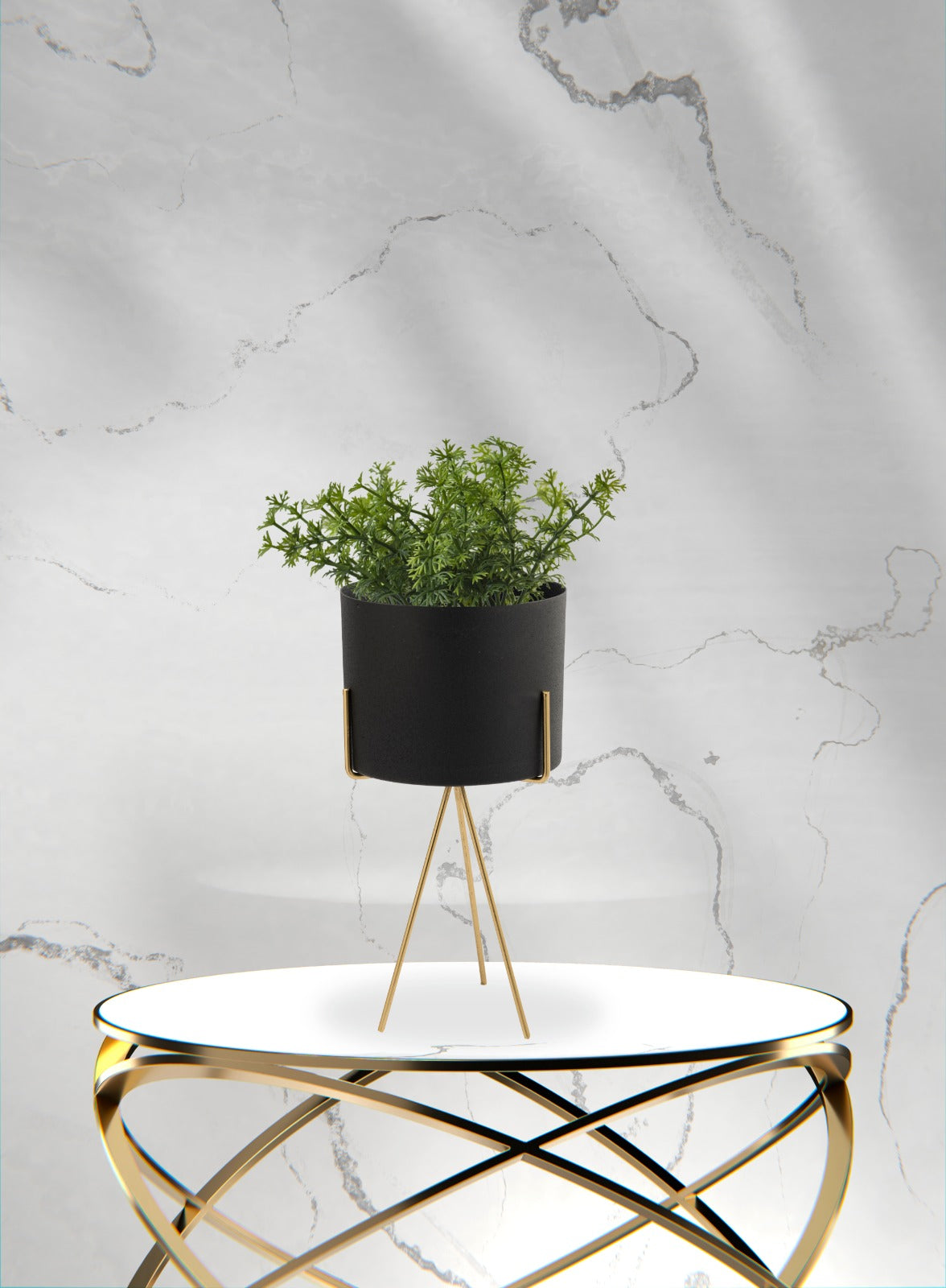 Noir and Gilt Metal Planter