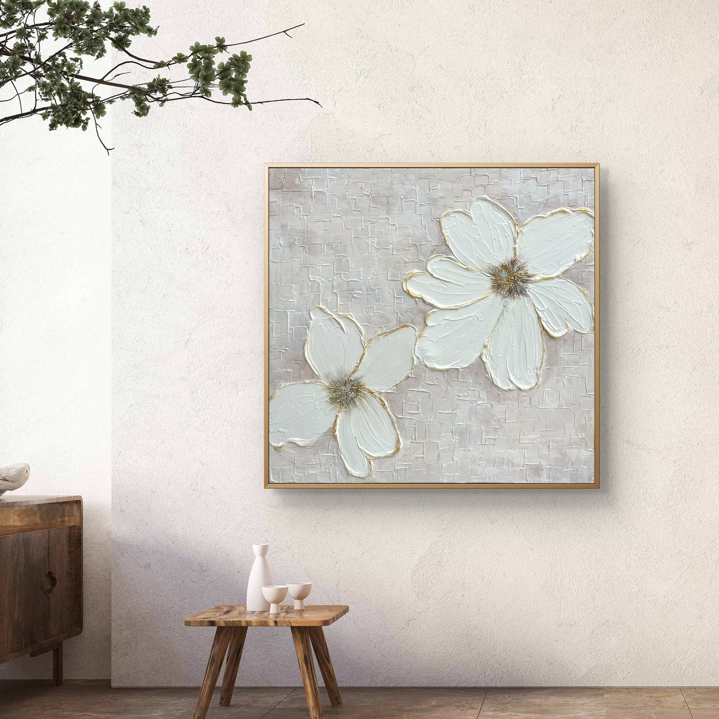 Golden Bloom on White