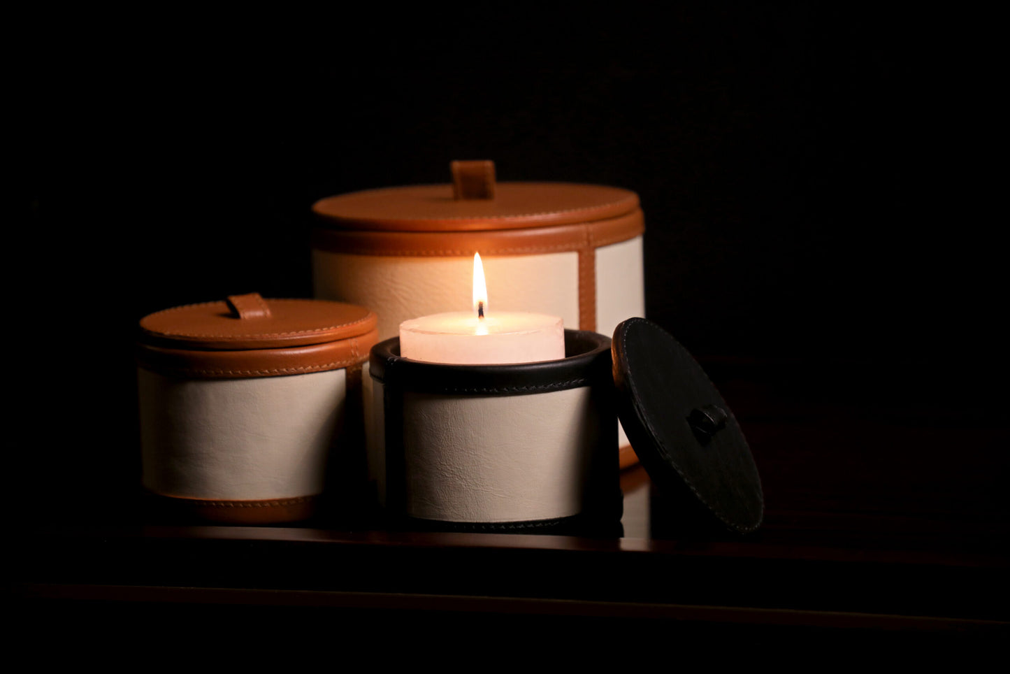 Leather Candle Holder - Combo