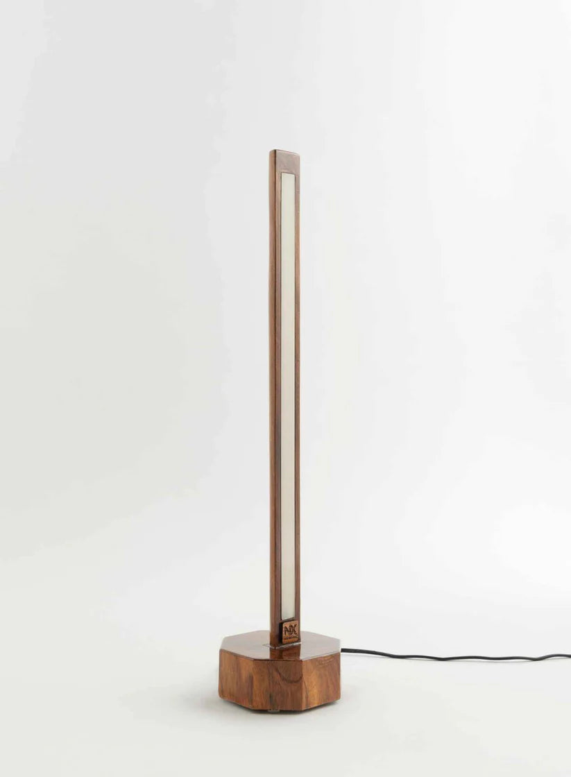 Sleek Sheesham Floor Lamp With Pentagon Base