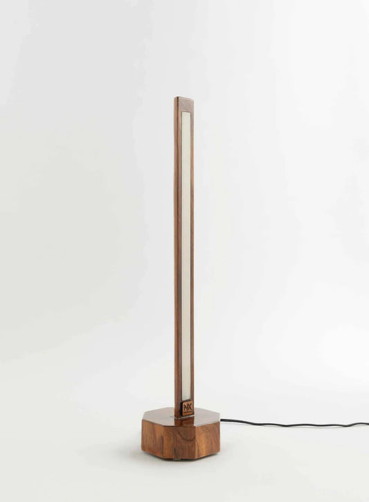 Sleek Sheesham Floor Lamp With Pentagon Base