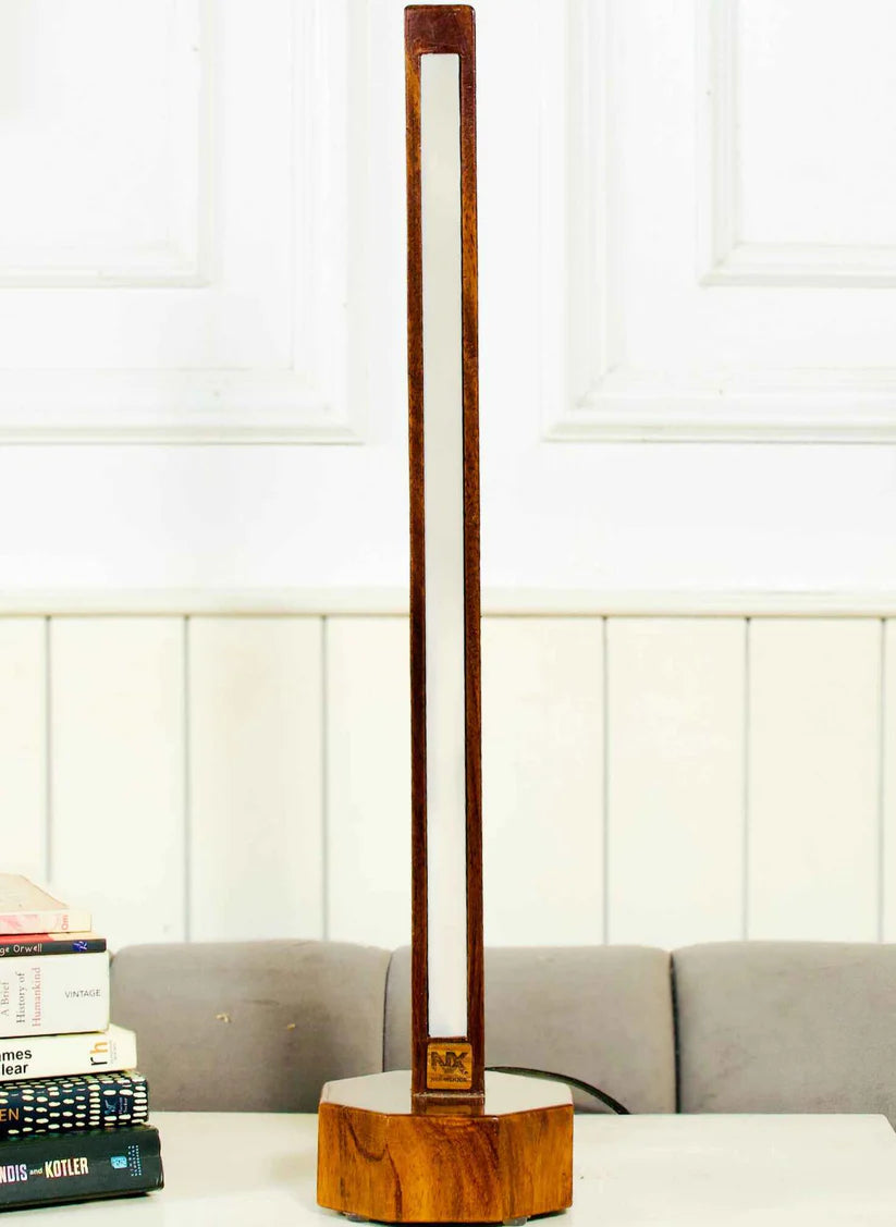 Sleek Sheesham Floor Lamp With Pentagon Base