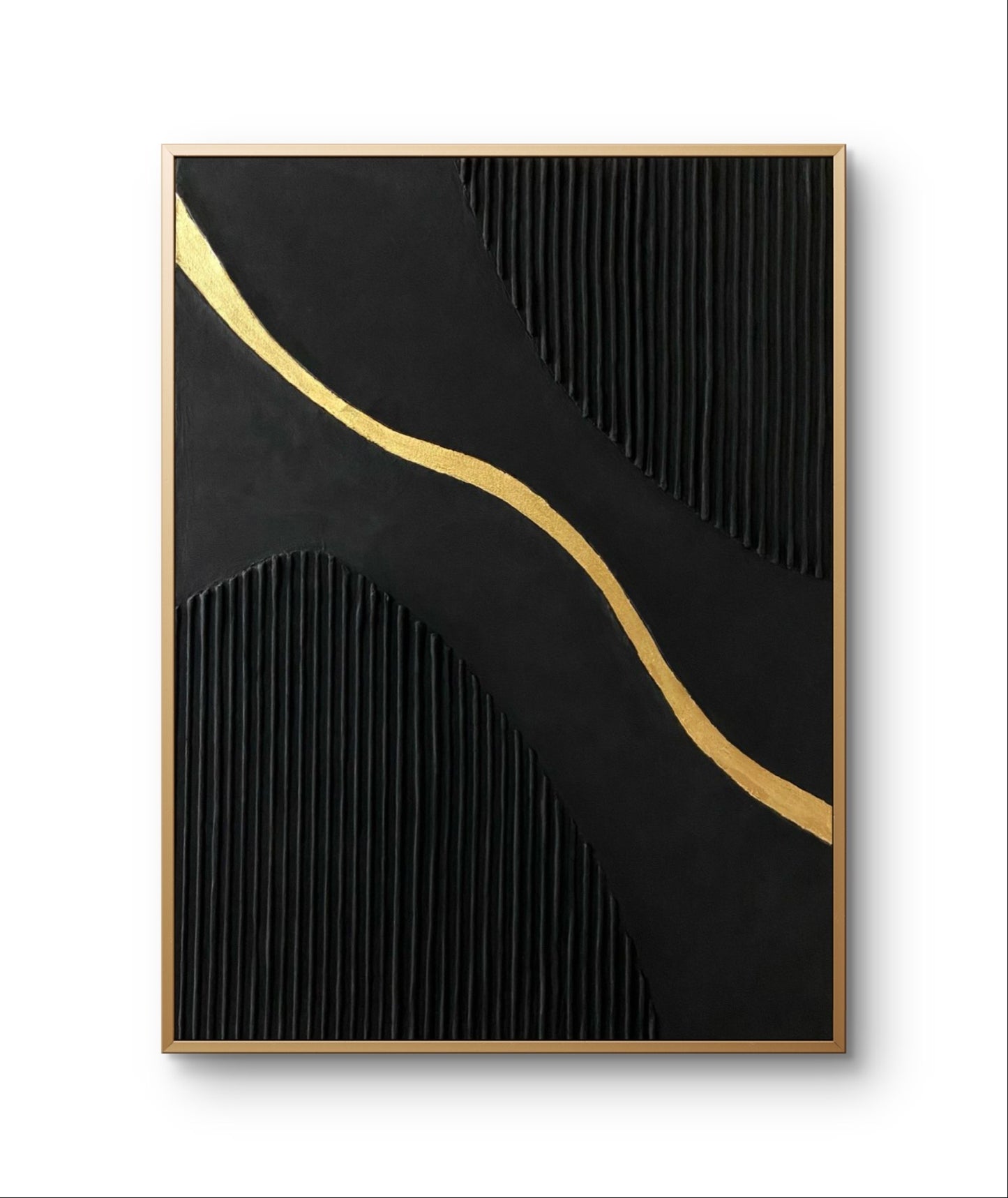 Black Gold Minimalist Textured Painting