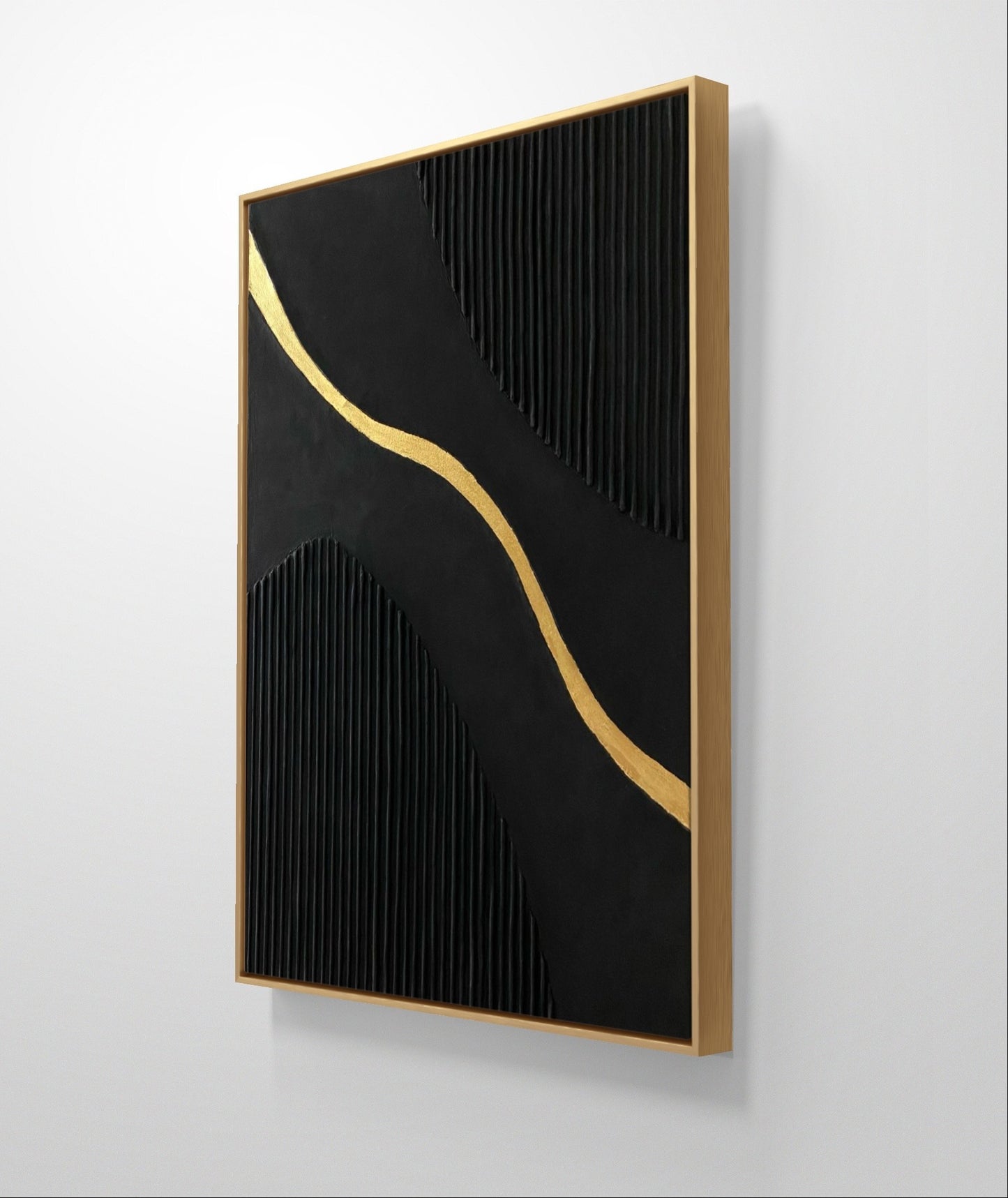 Black Gold Minimalist Textured Painting