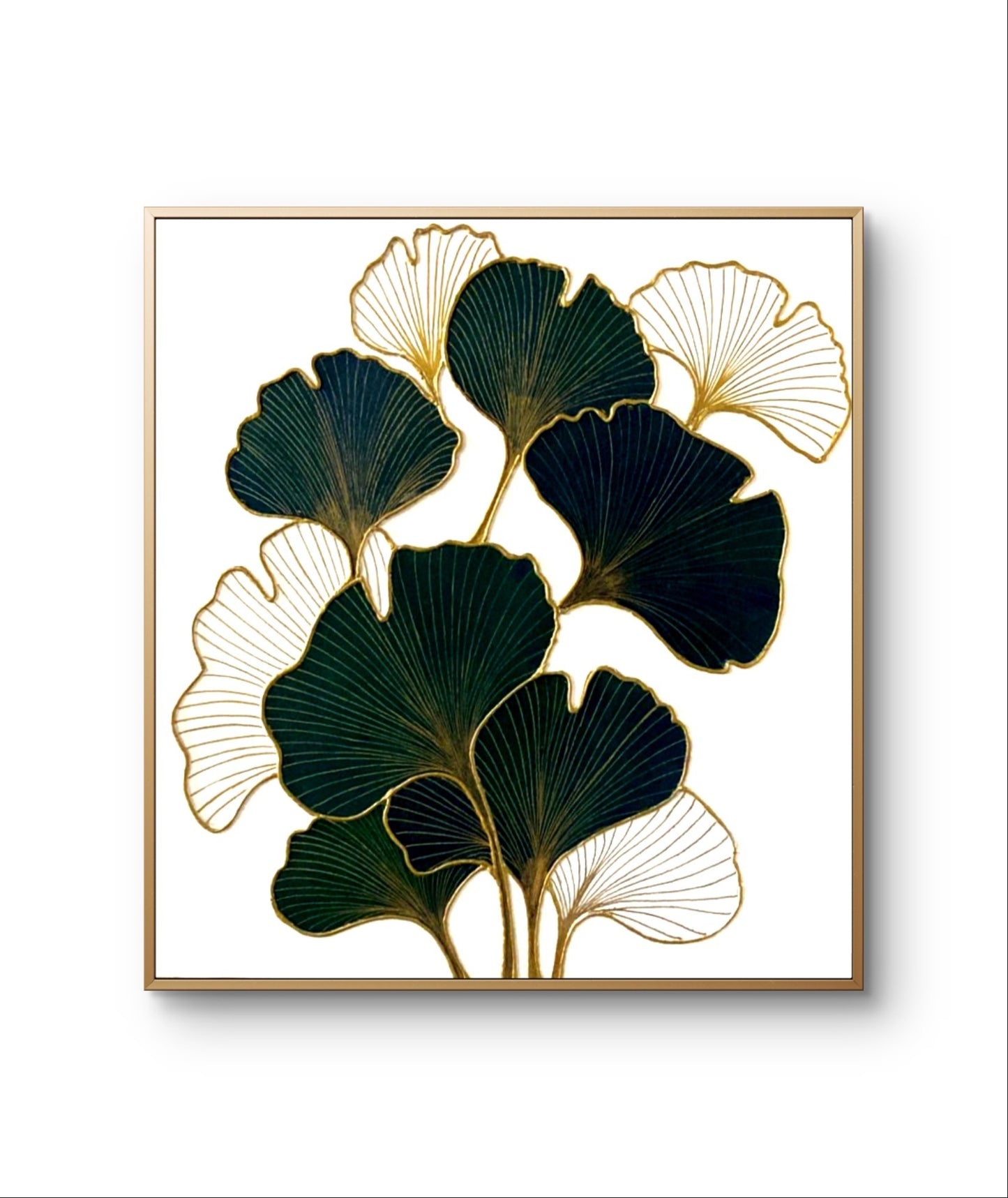 Green & Golden Flower Texture Art