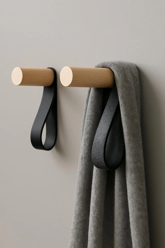 Natural Wood & Leather Wall Hook