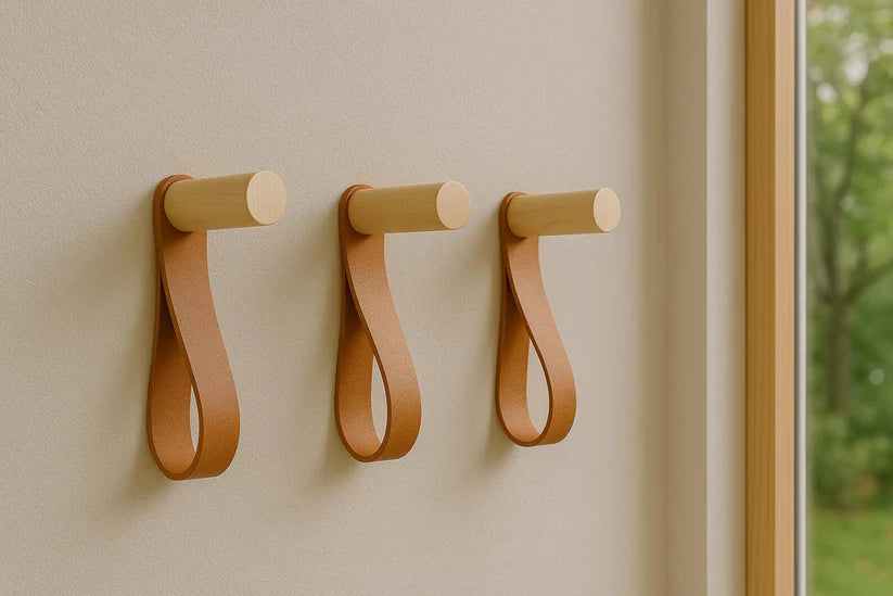 Natural Wood & Leather Wall Hook