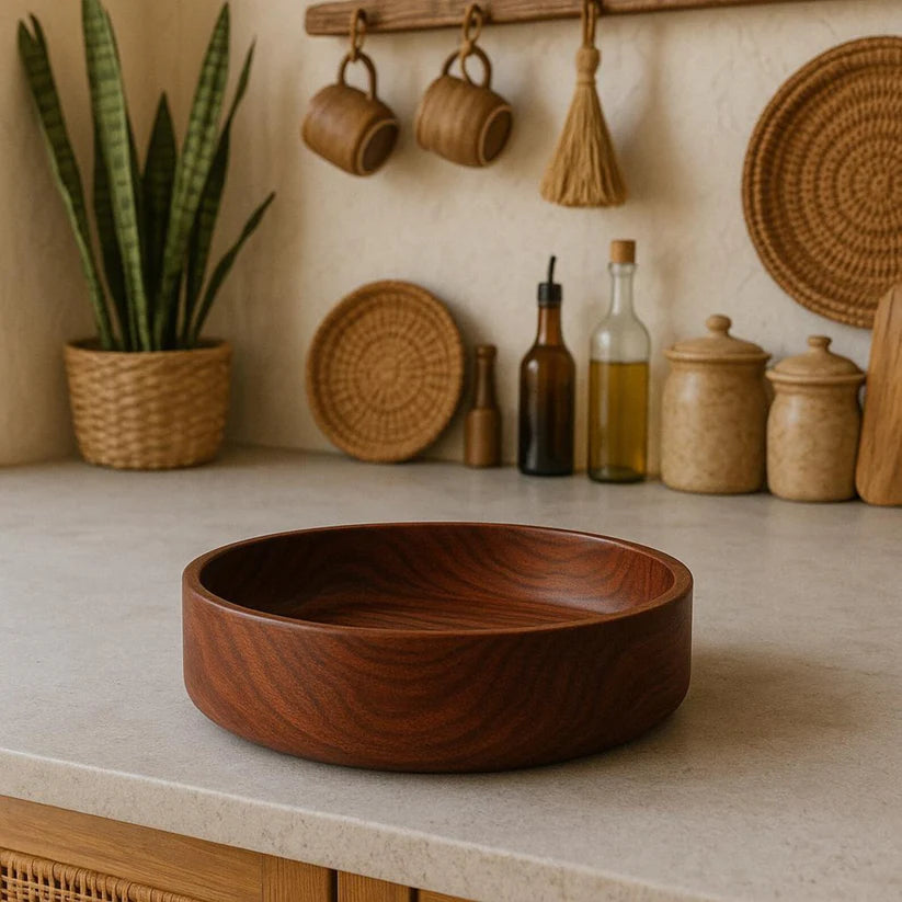 Rosewood Bowl – Decorative Wooden Centerpiece for Table or Entryway