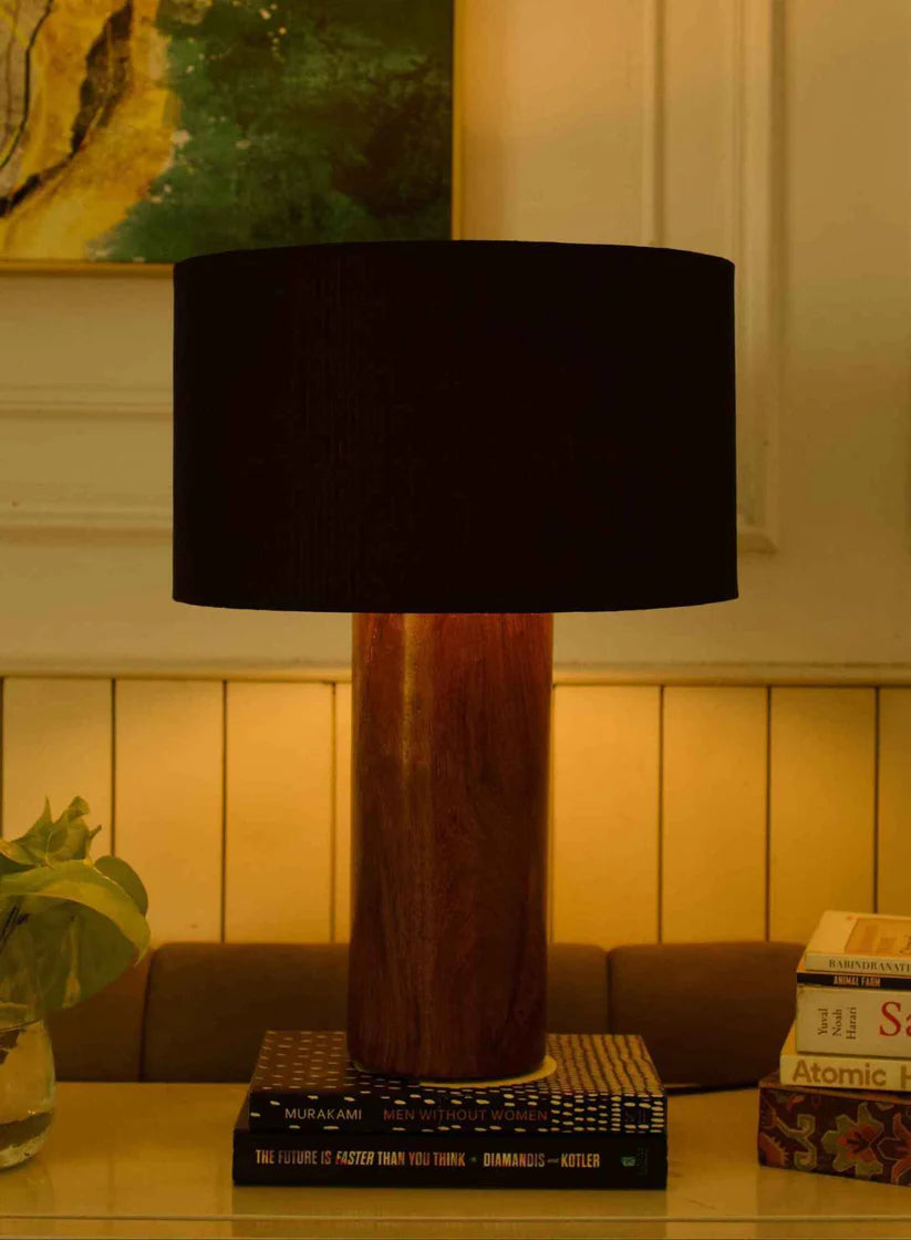 Rosewood Tall Table Lamp – Black Shade