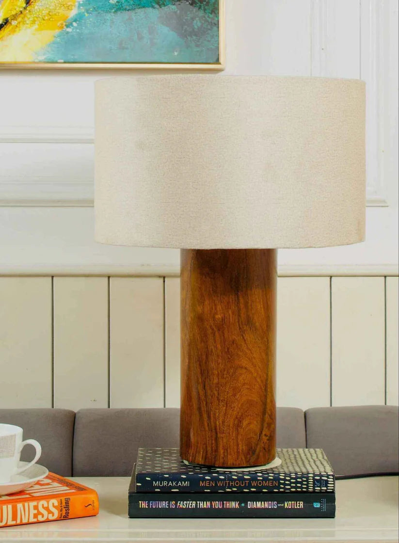 Rosewood Tall Table Lamp – White Shade