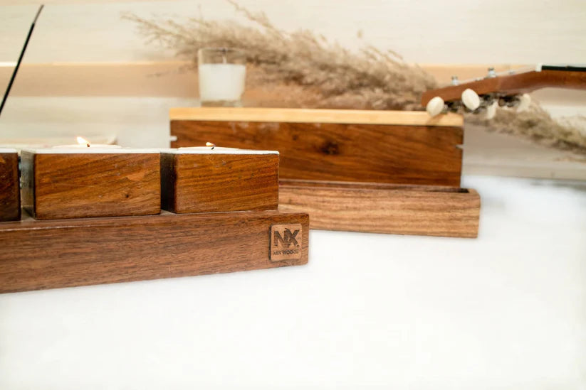 Rosewood Tea Light Holders (Set of 5)
