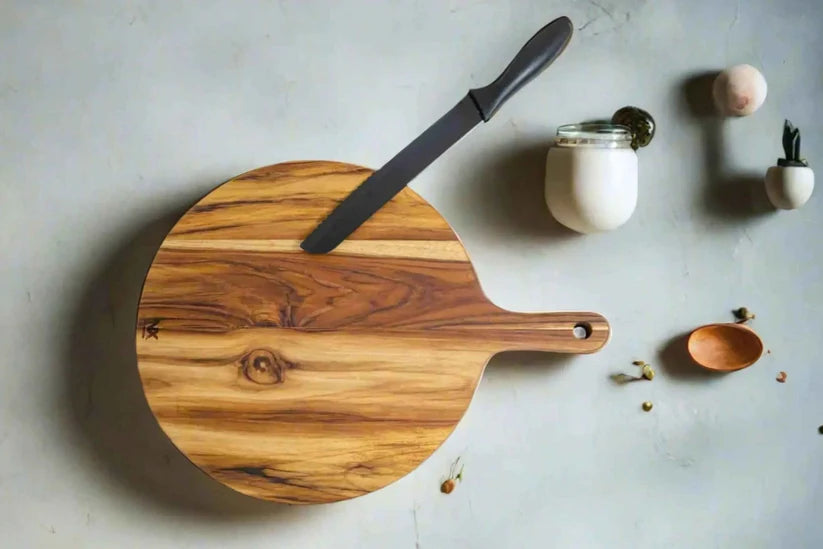 Round Teak Wood Pizza Board