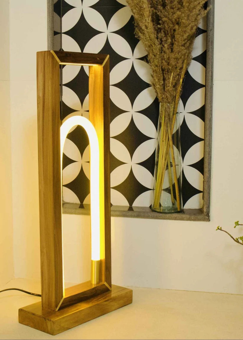 Teak Wood Floor Lamp