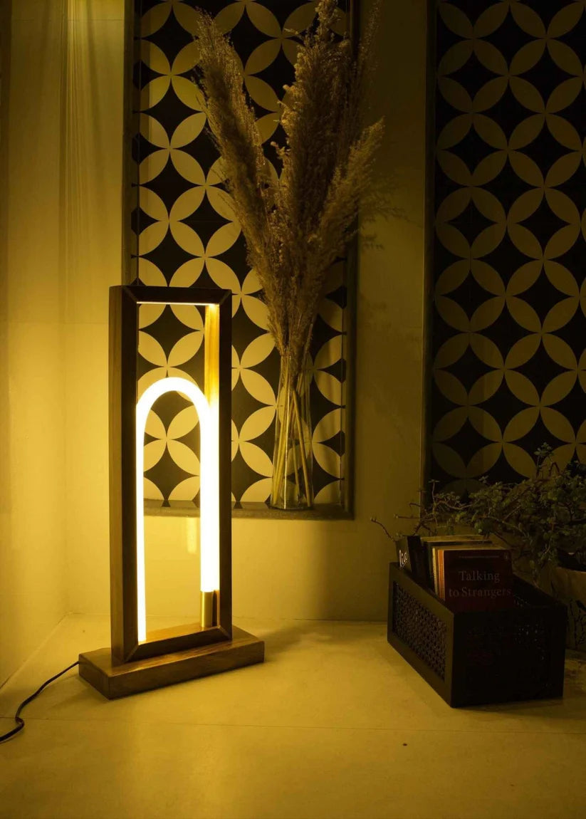 Teak Wood Floor Lamp