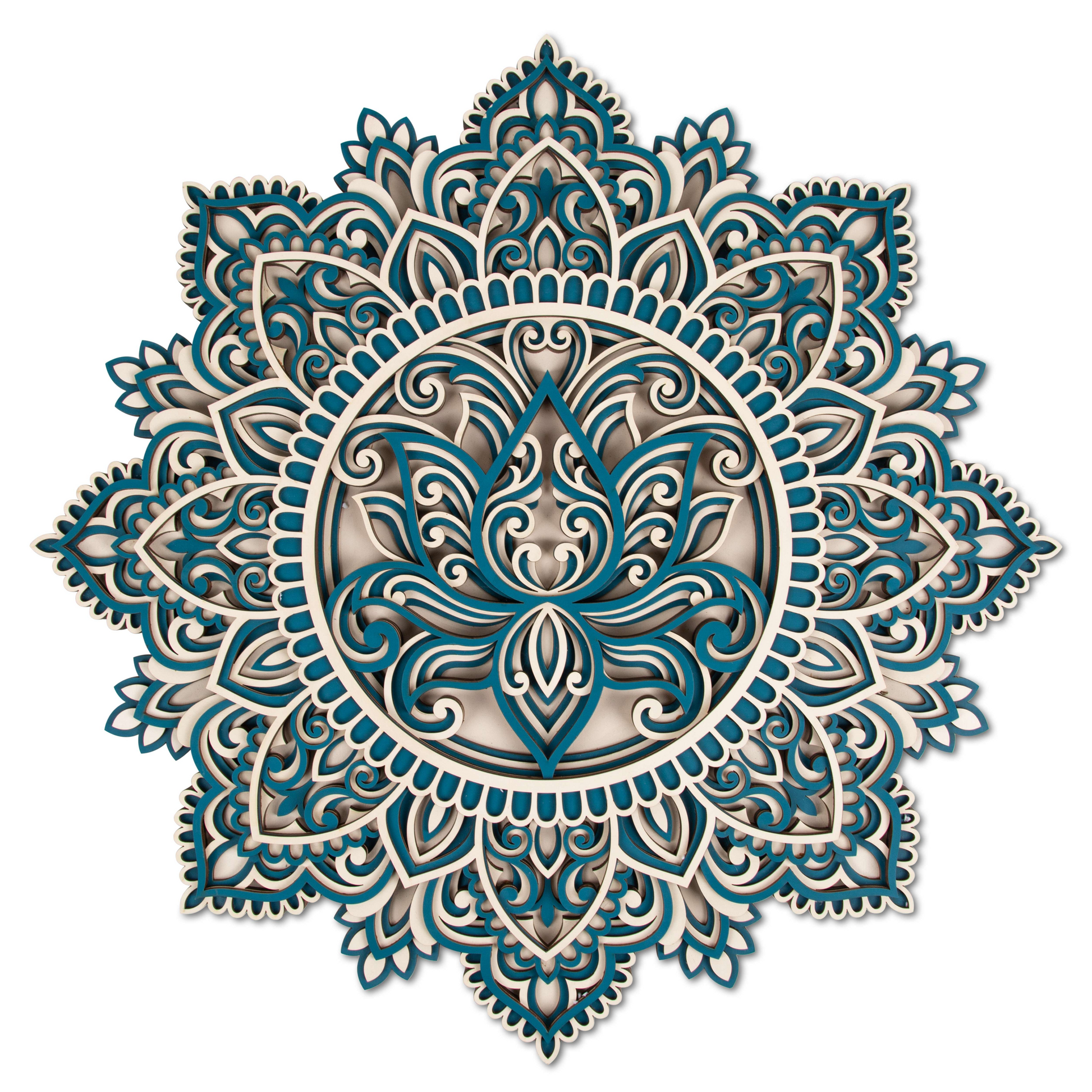 Lotus Flower With Leaves Multi Layer Mandala