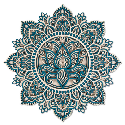 Lotus Flower With Leaves Multi Layer Mandala