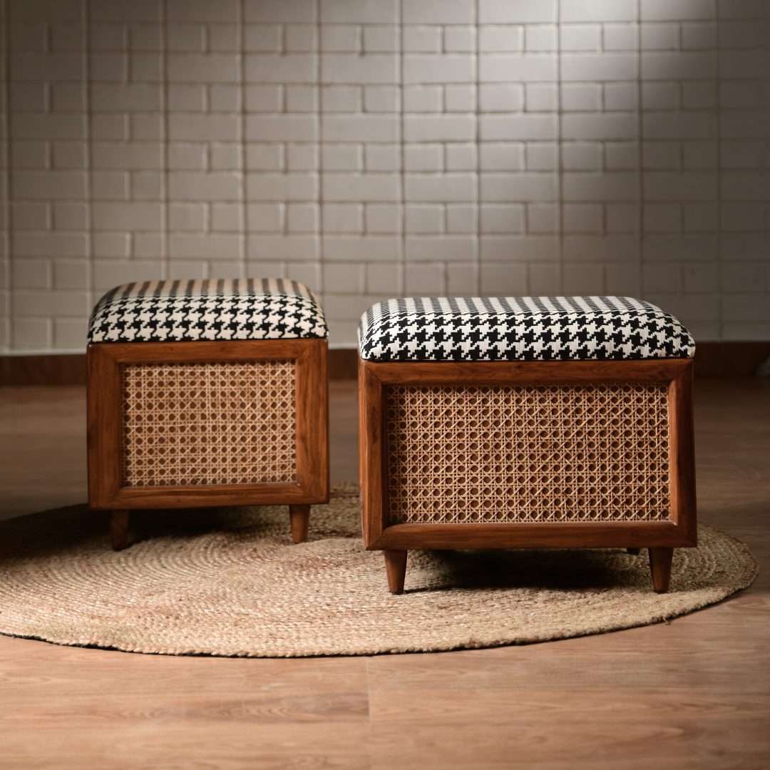 Houndstooth Ottoman