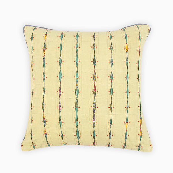 Adonis Embroidered Cushion Cover With Tucks And Cord Piping
