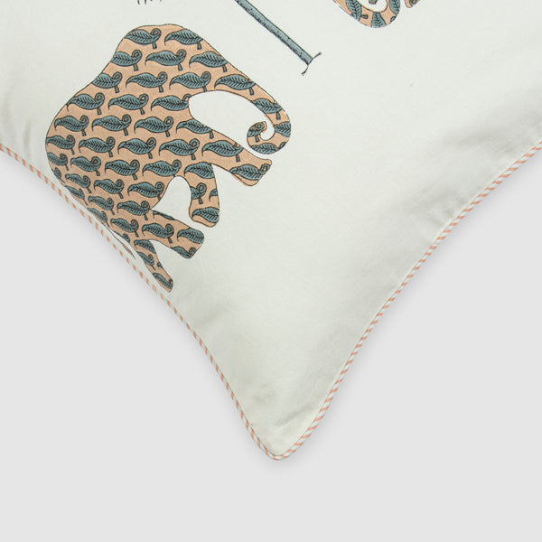 Elephant Block Printed Cushion Cover