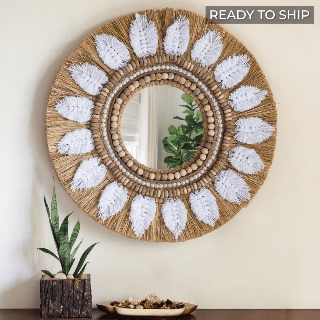 Meadow Embellished Moonjh Grass Mirror