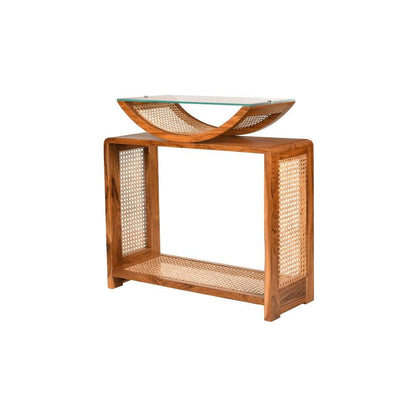 Arch Cane Teak Wood Console Table