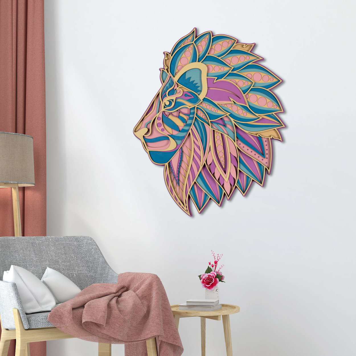 Asiatic Lion Face Multi Layer Mandala