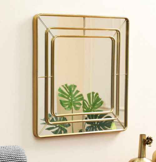 Square Gold Wall Mirror