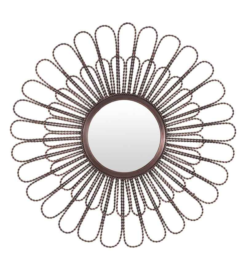 Metal Round Copper Antique Wall Mirror