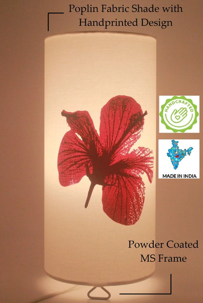 Round Red Hibiscus Table Lamp