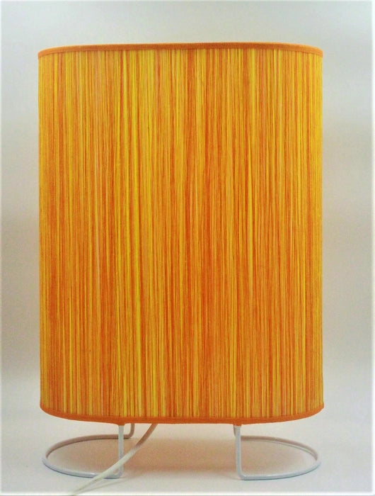 Oval Orange Silk Cotton Stripes Table Lamp