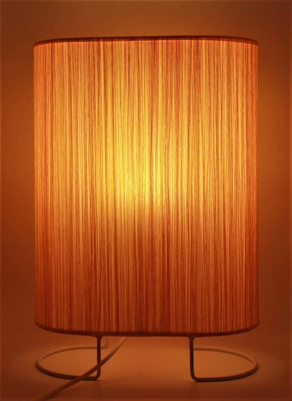 Oval Orange Silk Cotton Stripes Table Lamp