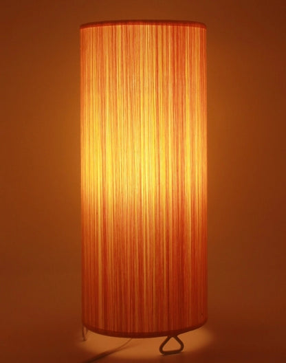Round Orange Silk Cotton Stripes Table Lamp