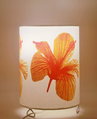 Round Orange Hibiscus Table Lamp