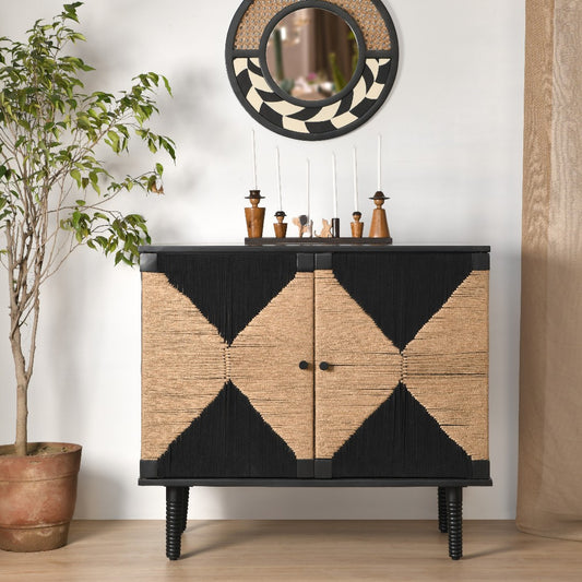 Rush Weave Black Colour Storage Cabinet