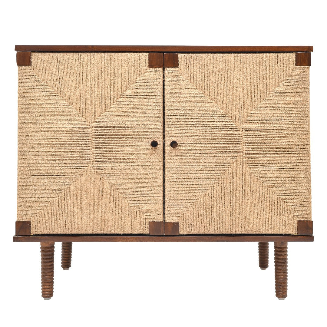 Rush Weave Teak Colour Storage Cabinet