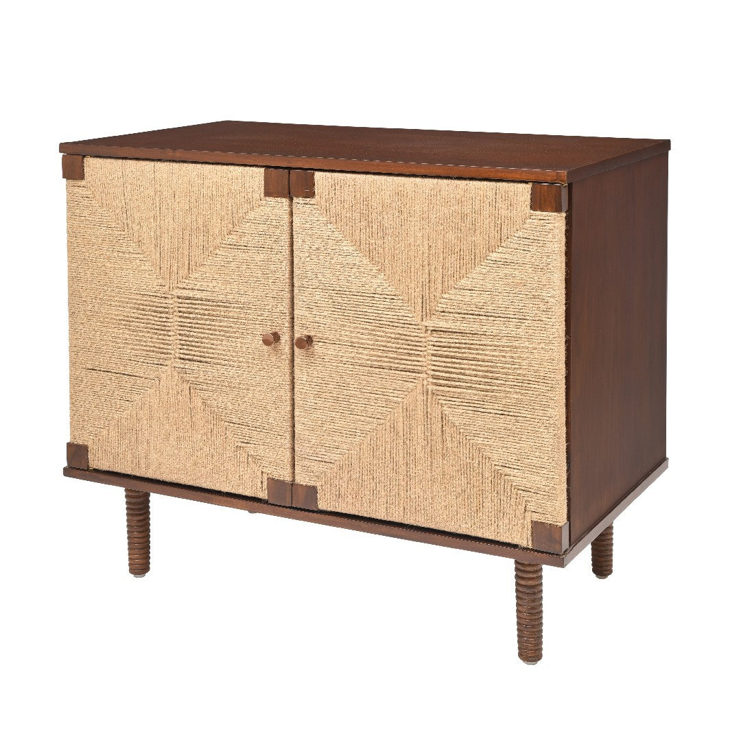 Rush Weave Teak Colour Storage Cabinet